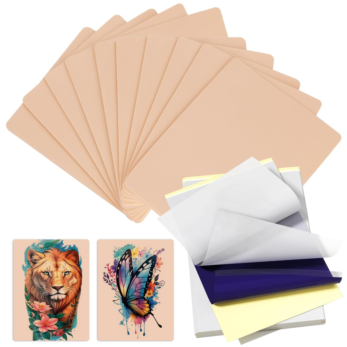Jconly front kit layout showing silicone skins and transfer papers for practice convenience