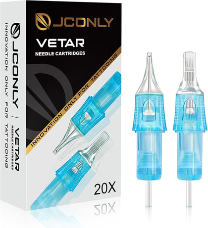 Jconly front packaging showing 20 sterile Vetar cartridges and quick ID