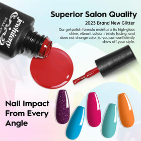 JEWHITENY 27 gel polish bottles in a row offering seasonal color variety