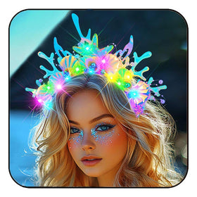 JEAIRTS front view headband showing shells and coral, adds party sparkle