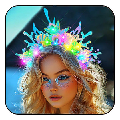 JEAIRTS front view headband showing shells and coral, adds party sparkle