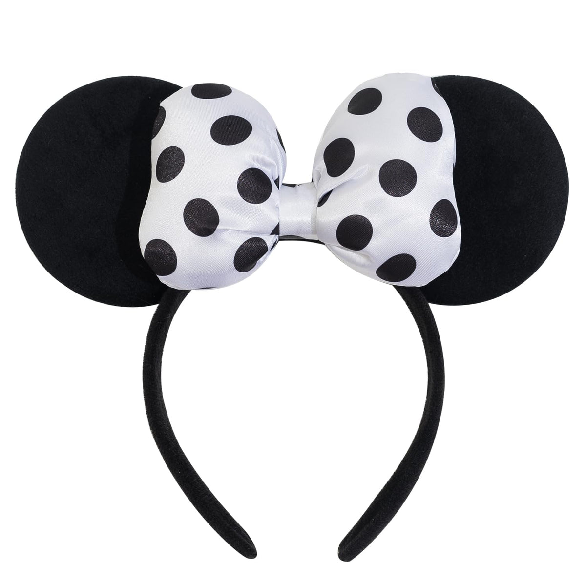 jeffan front view black mouse ears showcasing velvet comfort and classic style