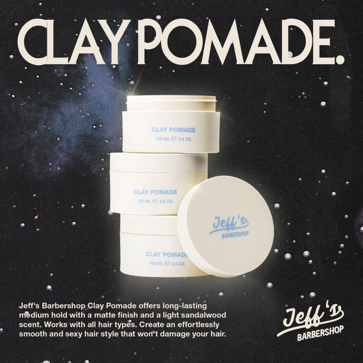 Jeff's Barbershop ingredient close-up with clay and beeswax conveying natural texture benefit