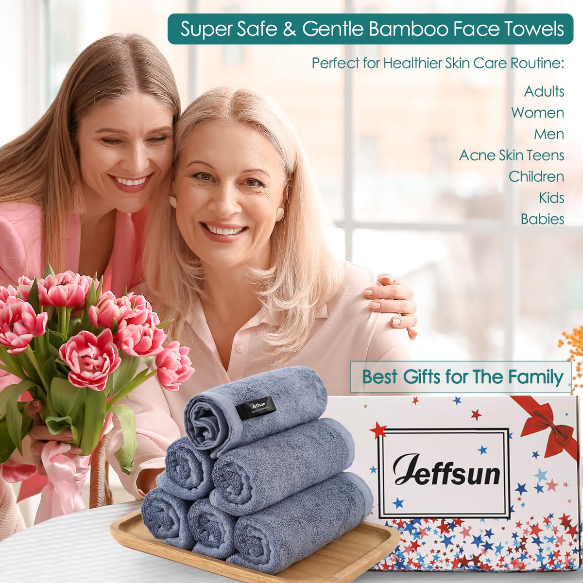 JEFFSUN baby face cleaned with cloth showing gentle, absorbent care