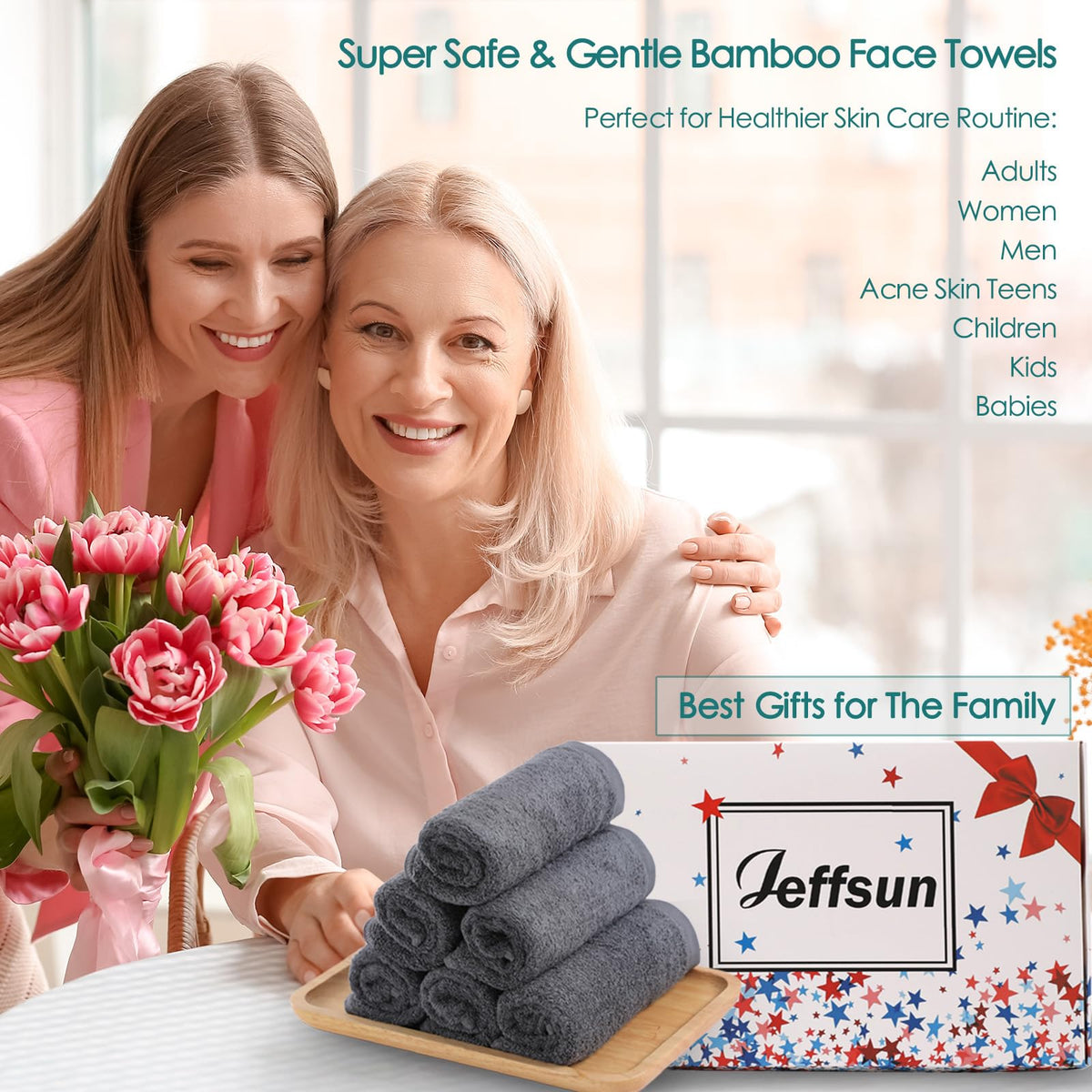 JEFFSUN baby face being gently wiped showing safety for infants