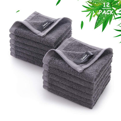 JEFFSUN front pack showing 12 grey wash cloths and compact packaging benefit