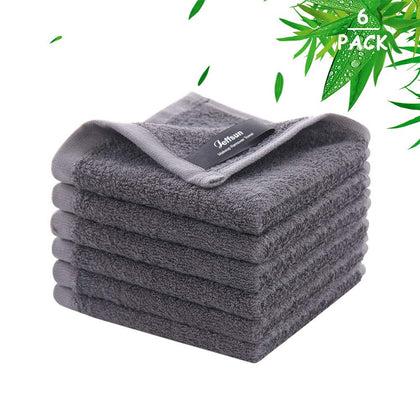 JEFFSUN front packaging showing six dark grey wash cloths and benefits