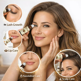 Jeirrzi roll-on applied to eyebrow illustrating targeted grooming benefit