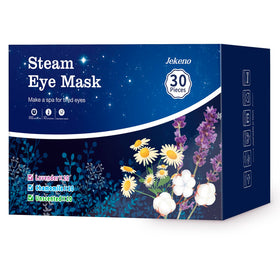 Jekeno front packaging showing 30 steam eye masks and benefits