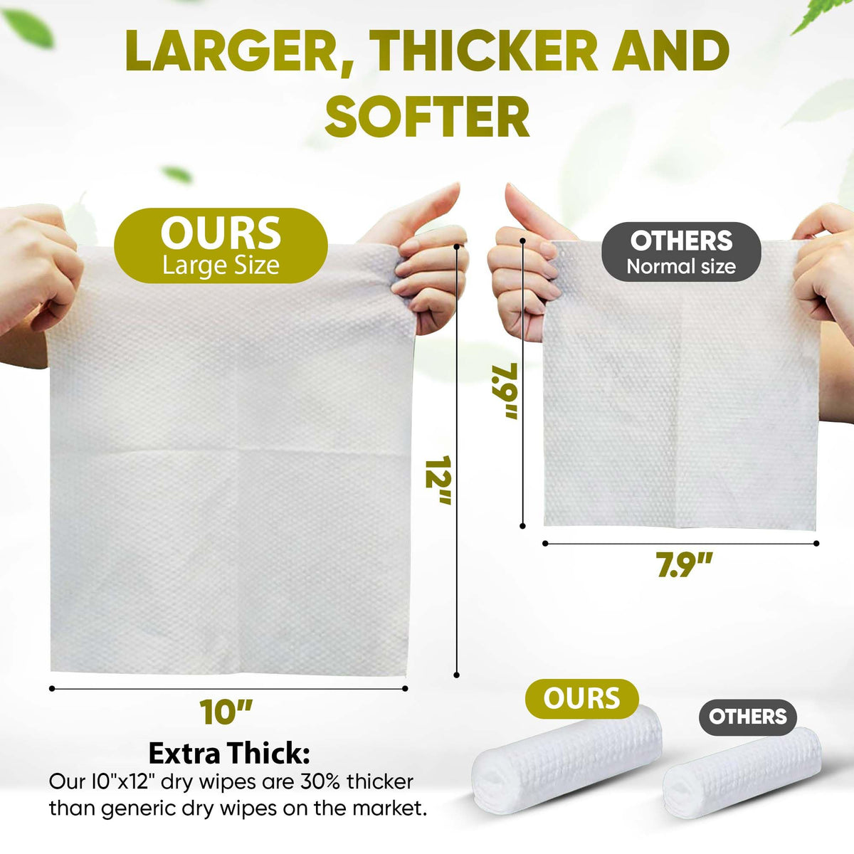 JenMom towel in hand showing size and thickness for full-face coverage