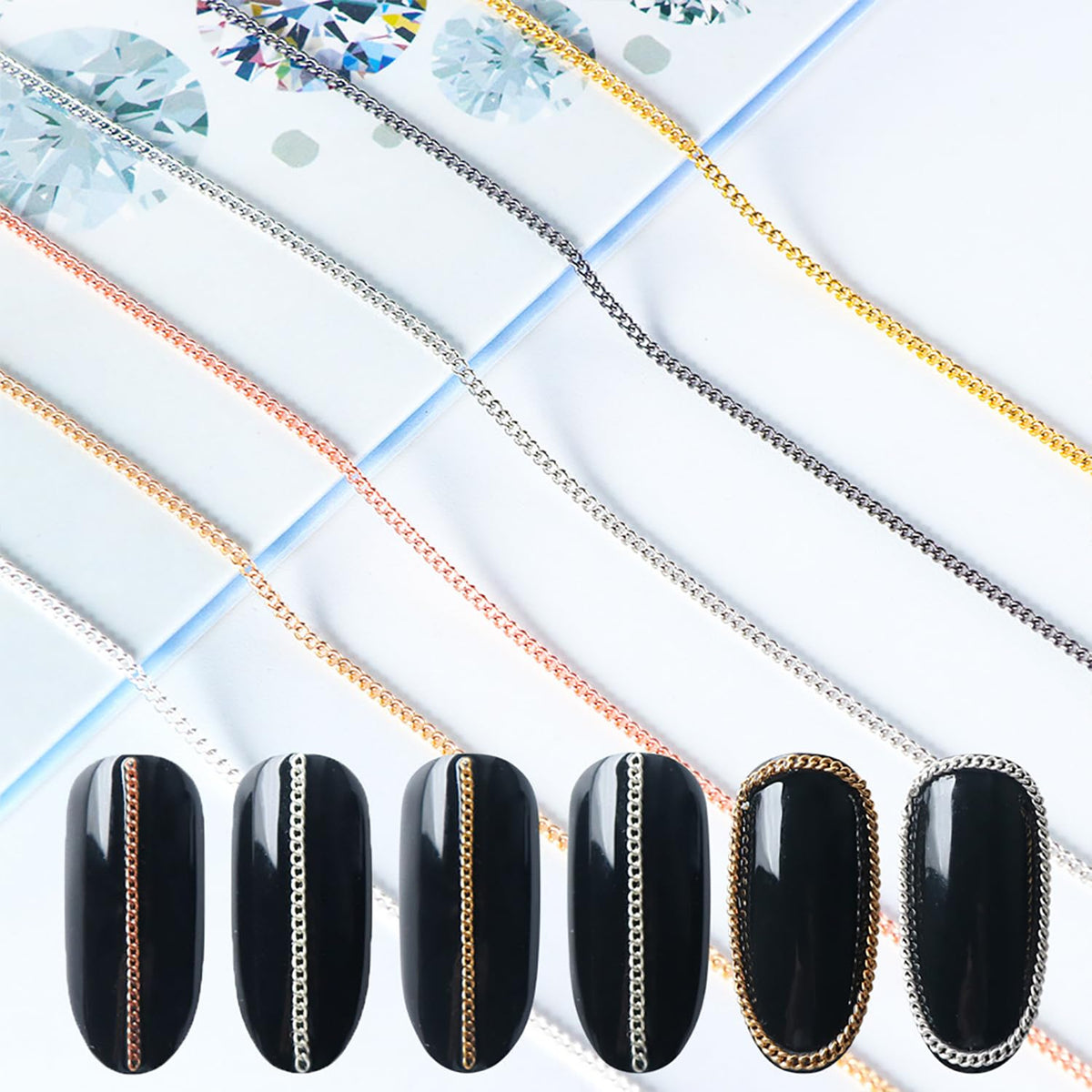 JERCLITY single strip applied on false nail showing precise placement