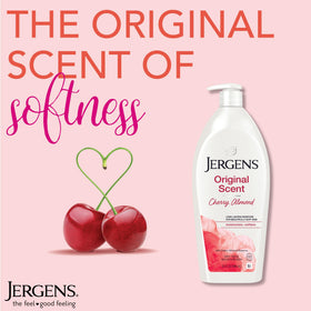 Jergens being applied to forearm after shower for long-lasting moisture benefit