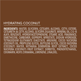 Jergens ingredient label close-up showing coconut formulation and clean-ingredient benefit