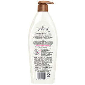 Jergens bottle in tropical setting suggesting coconut scent and refreshing skincare experience