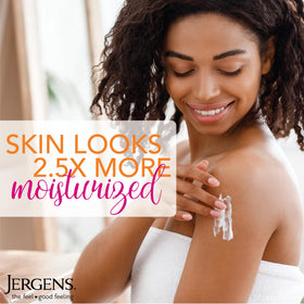 Jergens lotion texture on skin illustrating non-greasy absorbency and smooth hydration