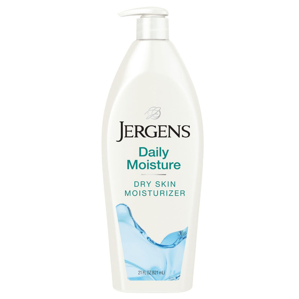 Jergens front packaging showing 21 oz bottle and clear hydration benefit