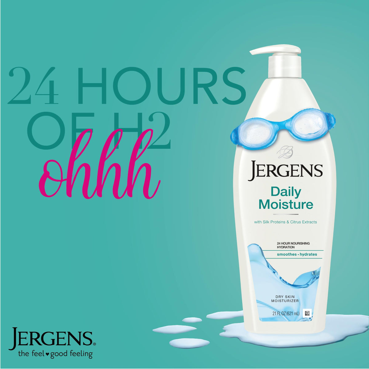 Jergens lotion texture close-up demonstrating lightweight, fast-absorbing feel