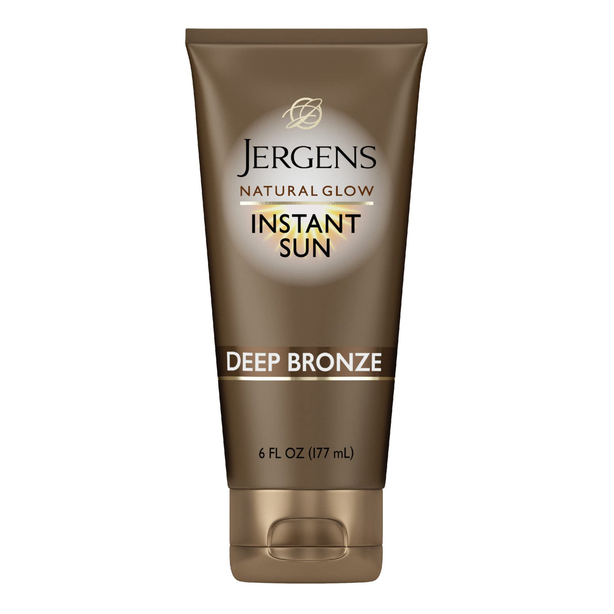 Jergens bottle front showing deep bronze shade and quick color benefit