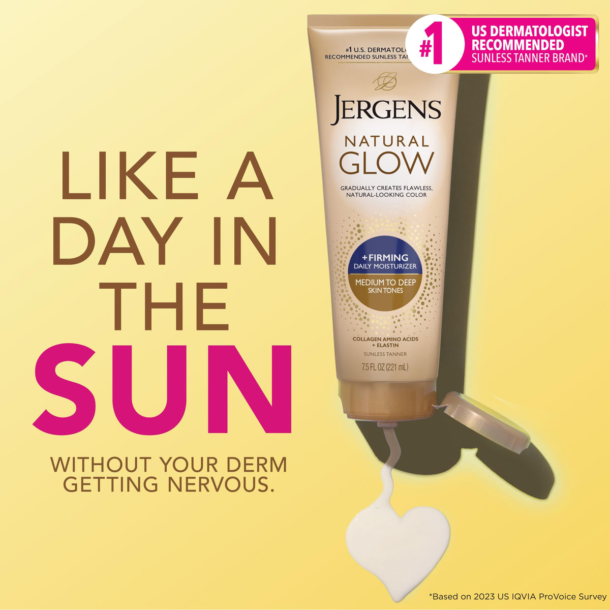 Jergens firming body bottle label visible to show medium-to-tan shade and firming blend