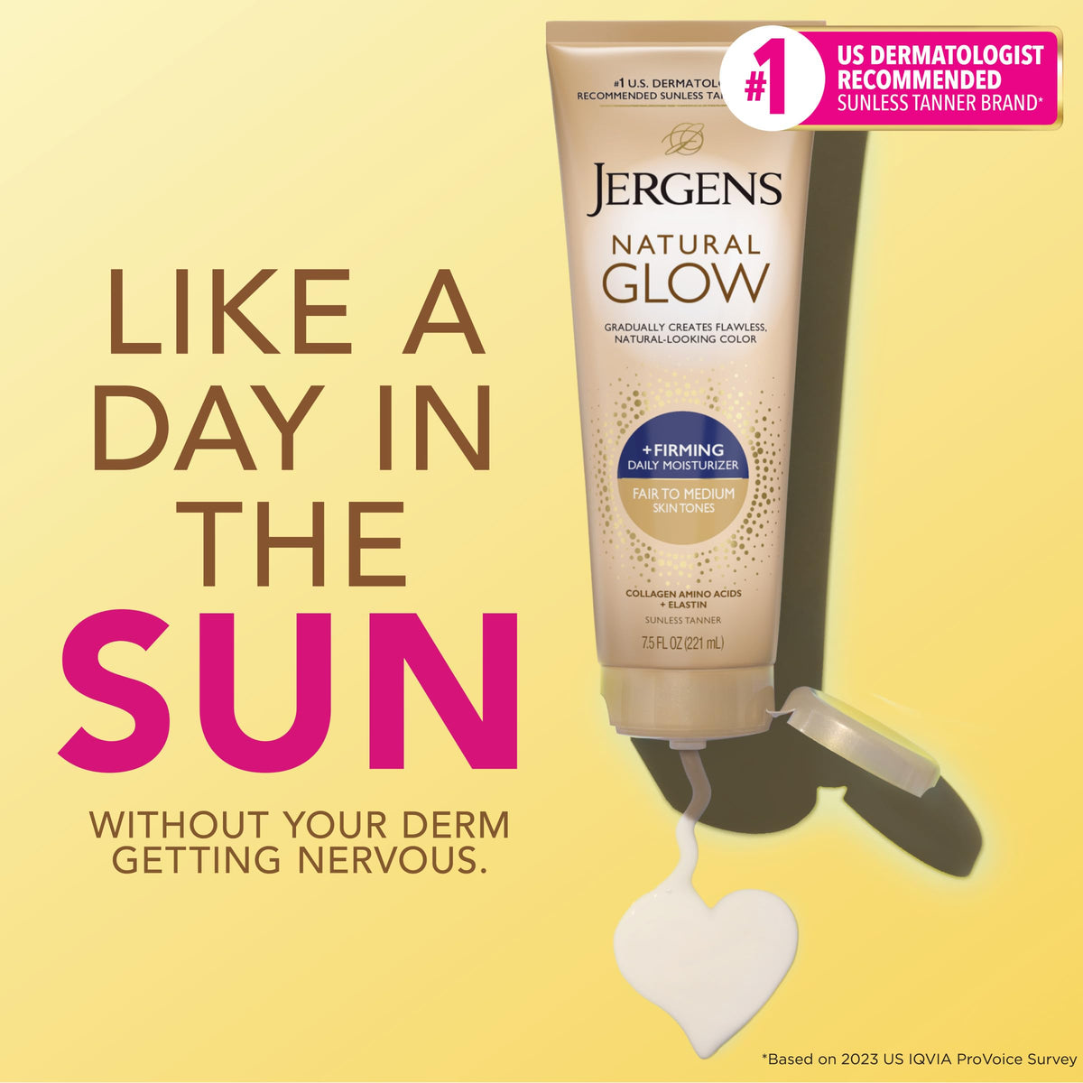 Jergens firming body lotion tube label showing fair to medium shade and firming benefits