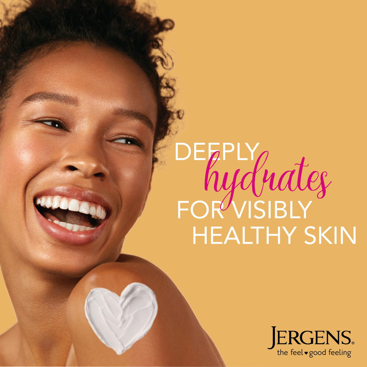 Jergens applying lotion to forearm demonstrating visible smoothing benefit