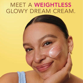 Close-up of Jergens hydra gel applied to face demonstrating gentle facial use