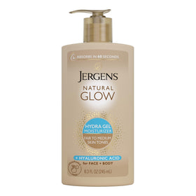 Jergens front packaging showing hydra gel moisturizer and gradual tan benefits