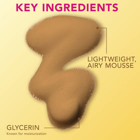 Mousse drying on skin from Jergens illustrating 60-second quick-dry convenience