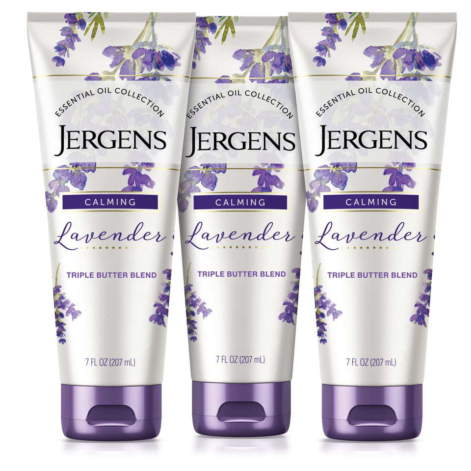 Jergens front packaging showing lavender scent and benefits for softer skin