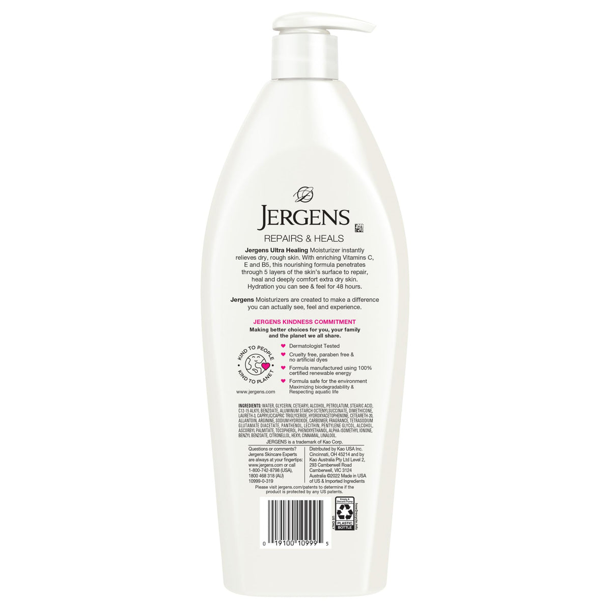 Jergens bottles on a bathroom counter, lifestyle storage and daily use ready
