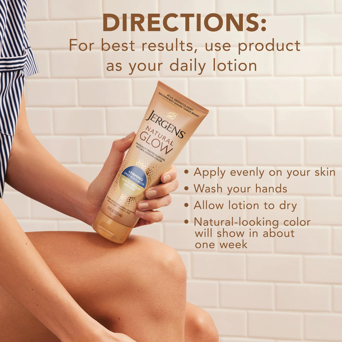 Jergens lifestyle on vanity showing fresh-scented daily routine benefit