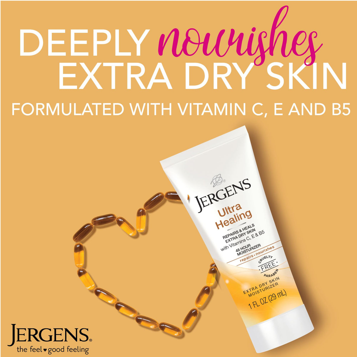 Jergens lotion texture close-up highlighting smooth, fast-absorbing formula