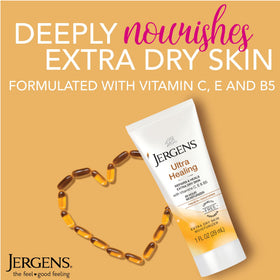 Jergens lotion texture close-up highlighting smooth, fast-absorbing formula
