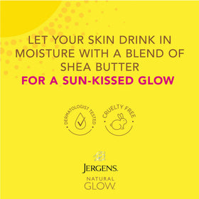 Jergens applied in-shower demonstrating wet-skin use and time-saving routine benefit