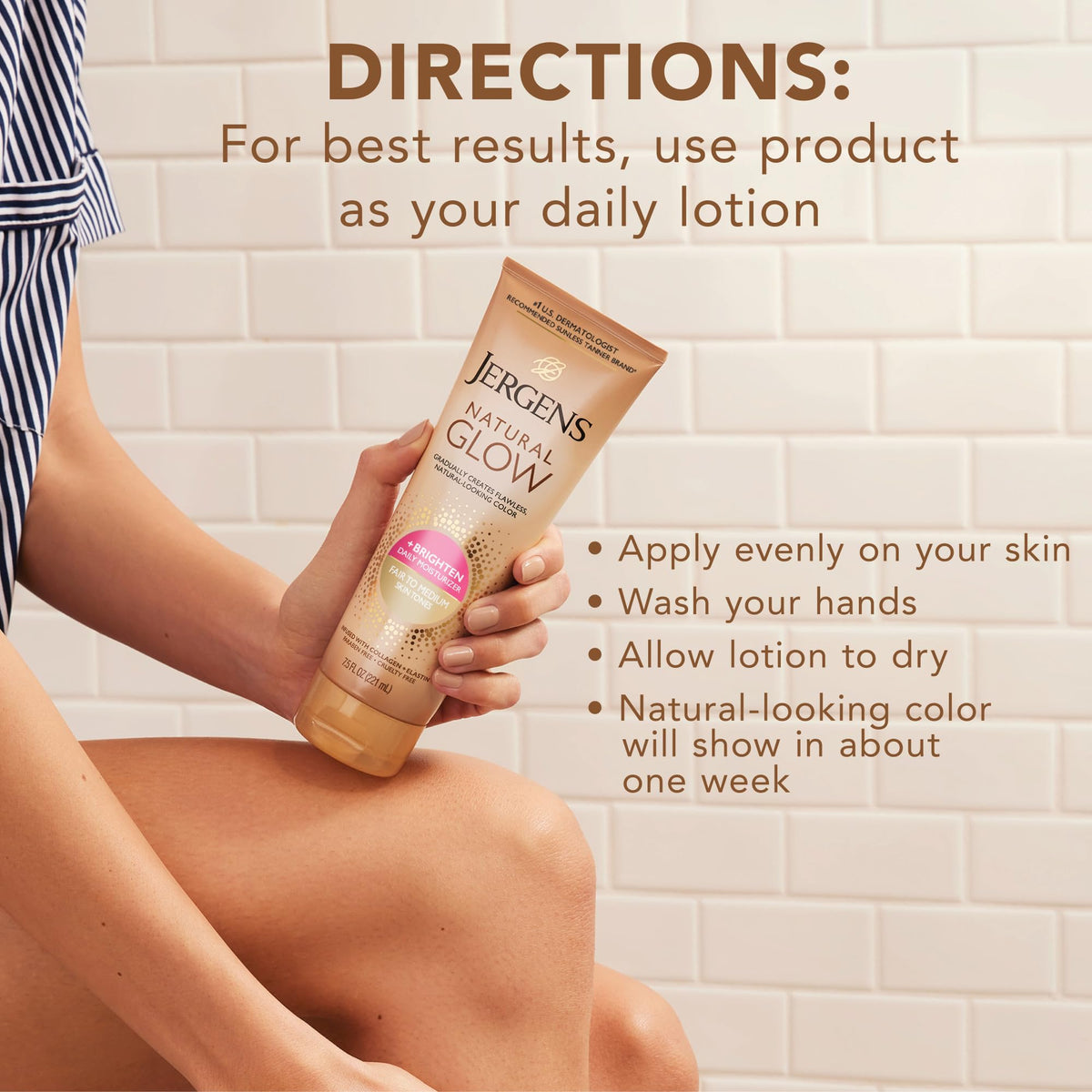 Jergens on bathroom shelf lifestyle scene promoting daily skincare routine