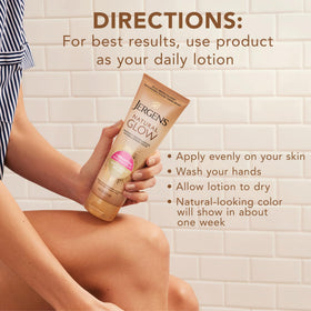 Jergens on bathroom shelf lifestyle scene promoting daily skincare routine