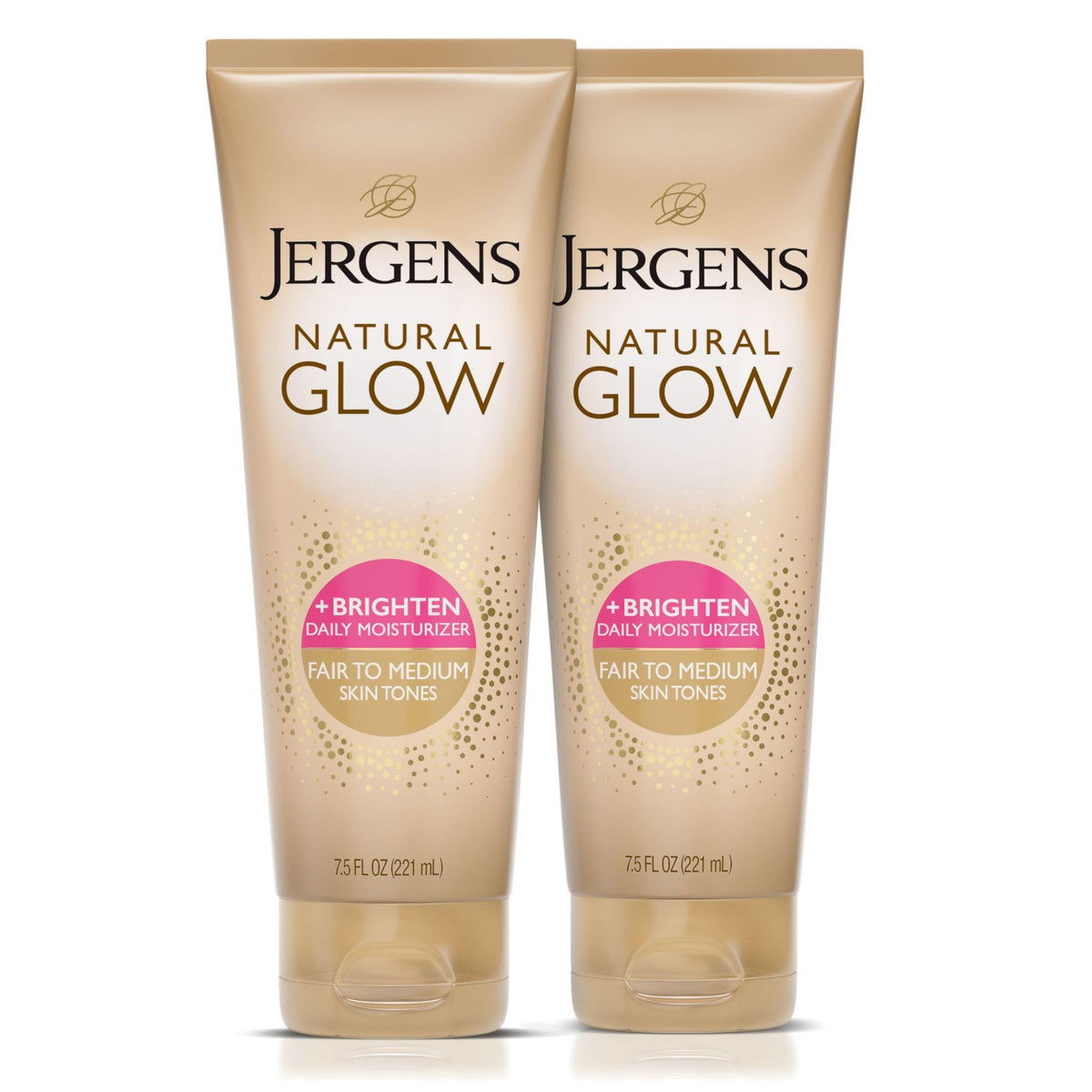 Jergens front packaging showing bottle and benefits for effortless glow