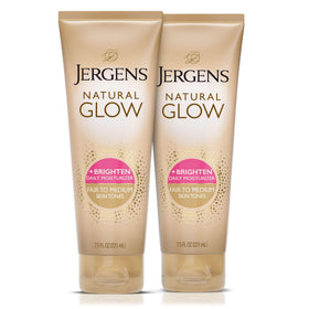 Jergens front packaging showing bottle and benefits for effortless glow