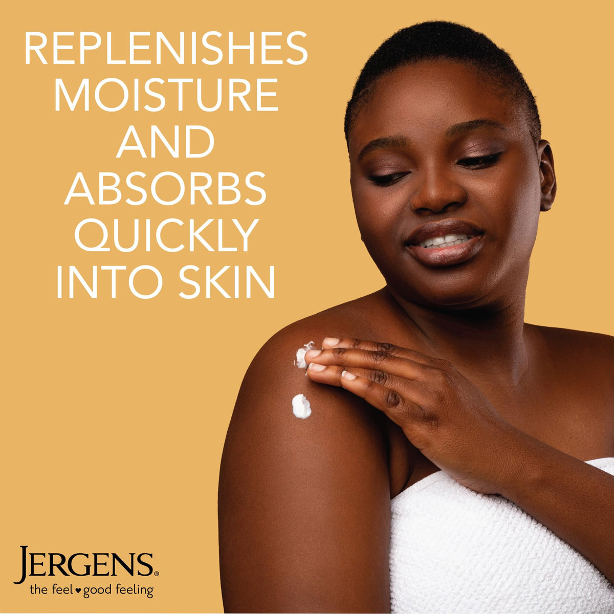 Jergens label close-up highlighting ingredients and dermatologist-tested reassurance