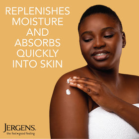 Jergens label close-up highlighting ingredients and dermatologist-tested reassurance