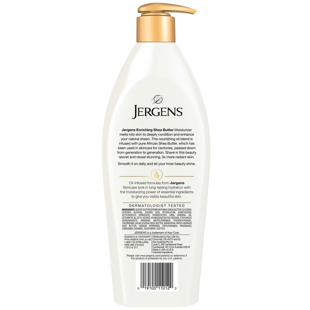 Jergens shea butter ingredient visual conveying nourishing, natural care