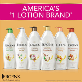 Jergens applying lotion to elbow showcasing intense hydration benefit