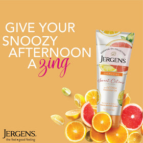 Jergens dispensing lotion onto hand demonstrating quick absorption and nourishment