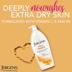 Jergens close-up of lotion texture demonstrating quick absorption and smooth feel