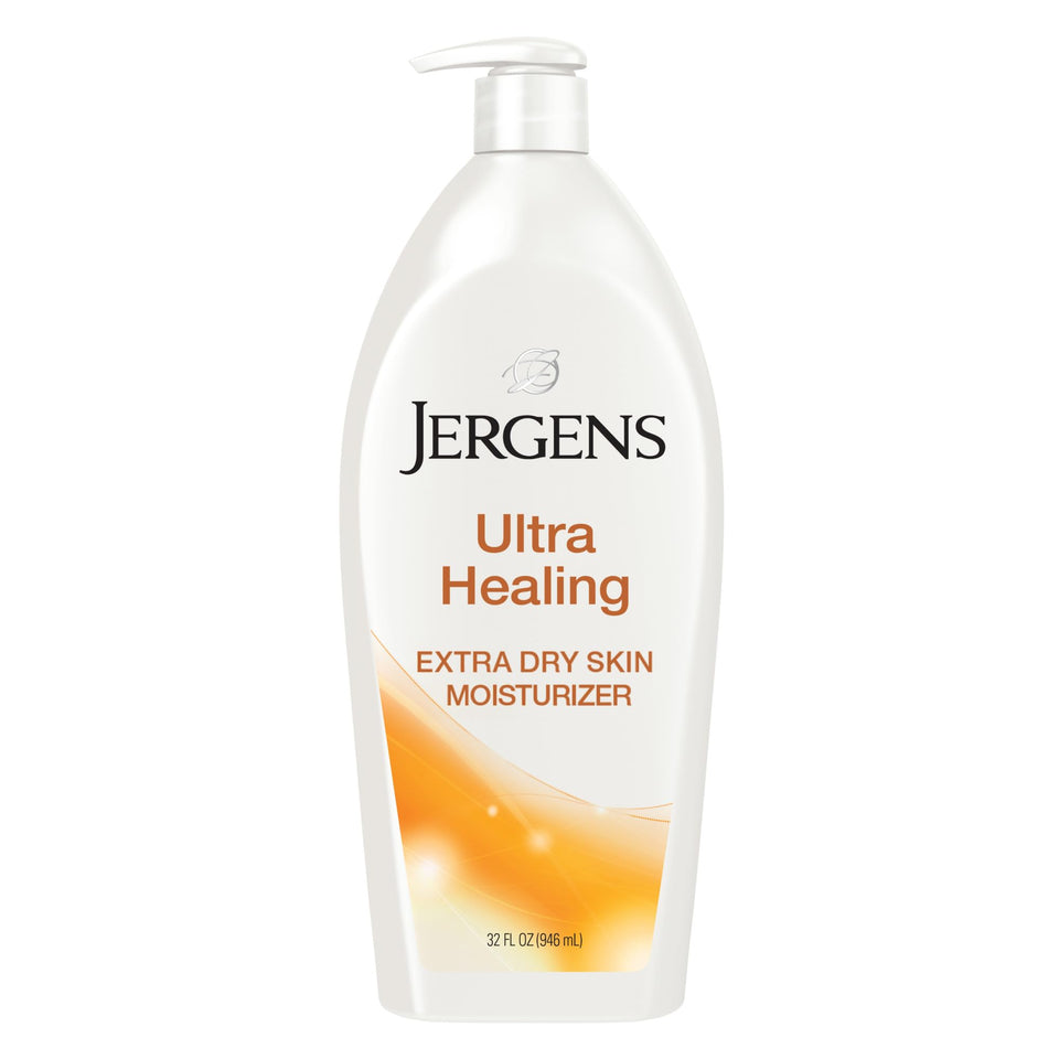 Jergens bottle front pump shows brand and quick-access packaging benefit