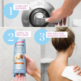 Jergens 4-pack stacked offering value and multiple shower-ready bottles