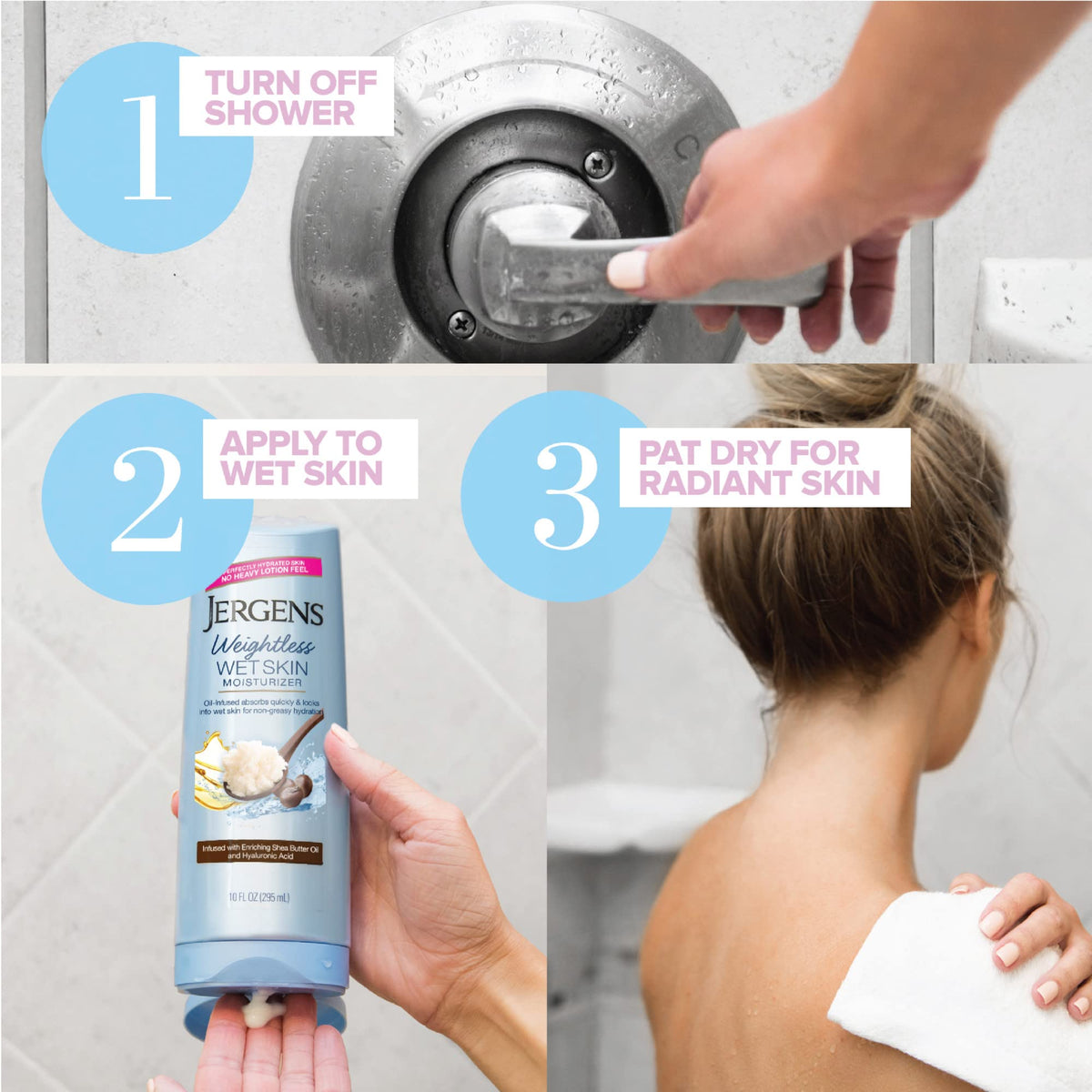 Jergens after-application skin sheen illustrating soft, luminous finish