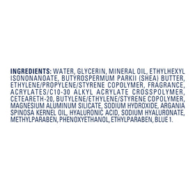 Jergens product label close-up showing key ingredients and dermatologist tested
