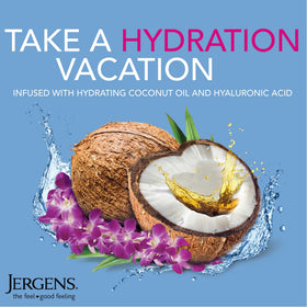 Jergens texture dollop on hand showing lightweight, quick-absorbing finish