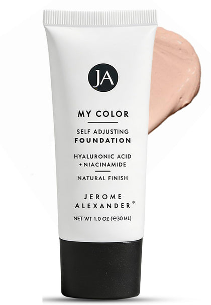 Jerome Alexander front packaging showing bottle and label, highlights easy shade matching